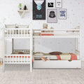 White Wood L-Shaped Bunk Bed with Storage Drawers C8862