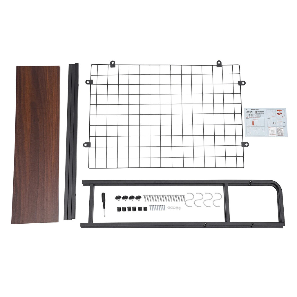 Black Bookshelf with Grid Desk Storage Shelf I5074