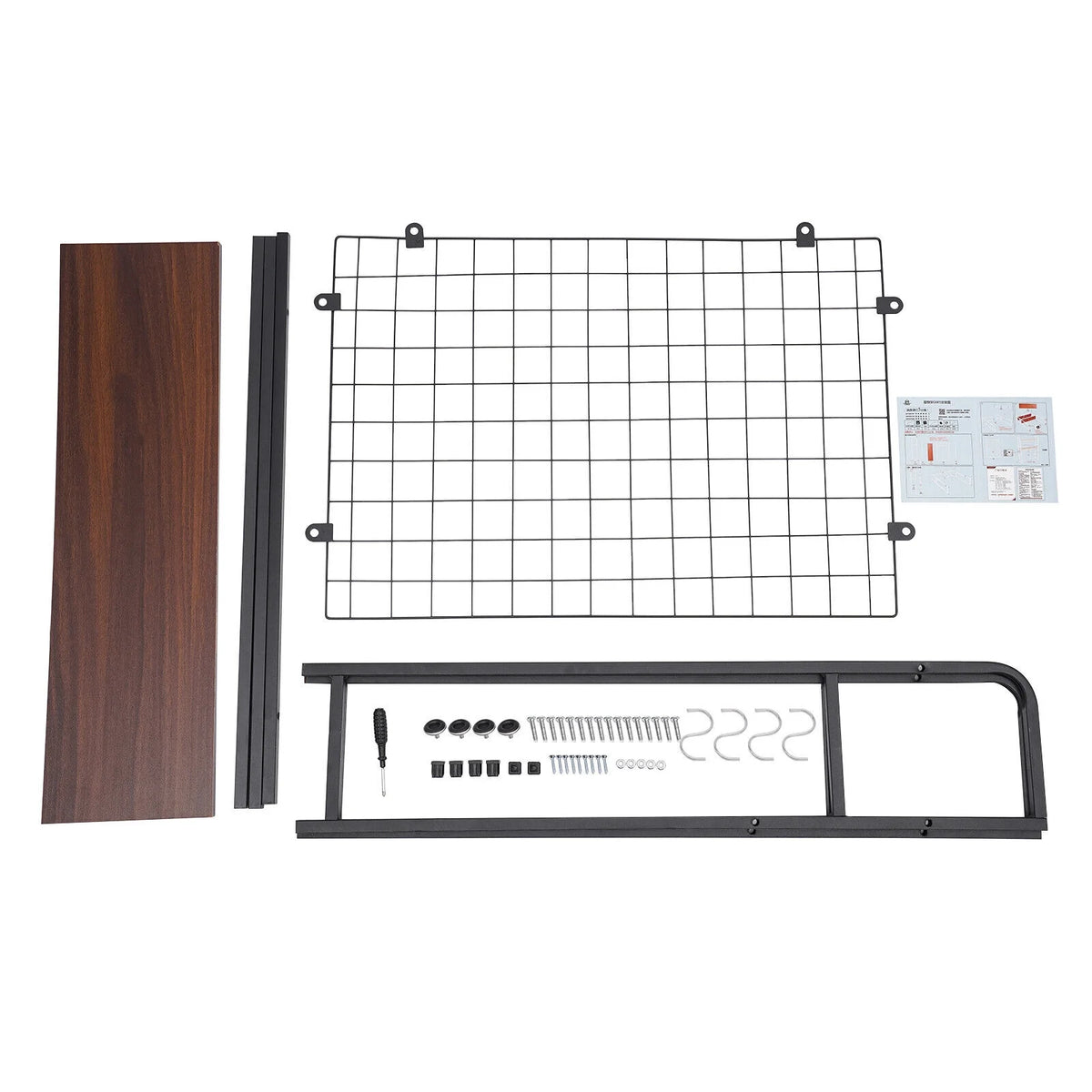 Black Bookshelf with Grid Desk Storage Shelf I5074