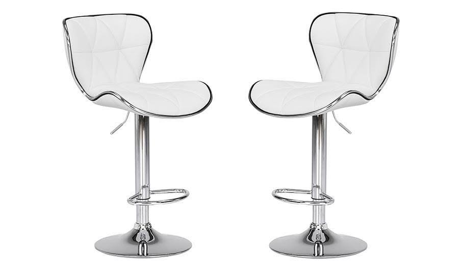Faux Leather Adjustable Counter/Bar Stool Set of 2 White O659