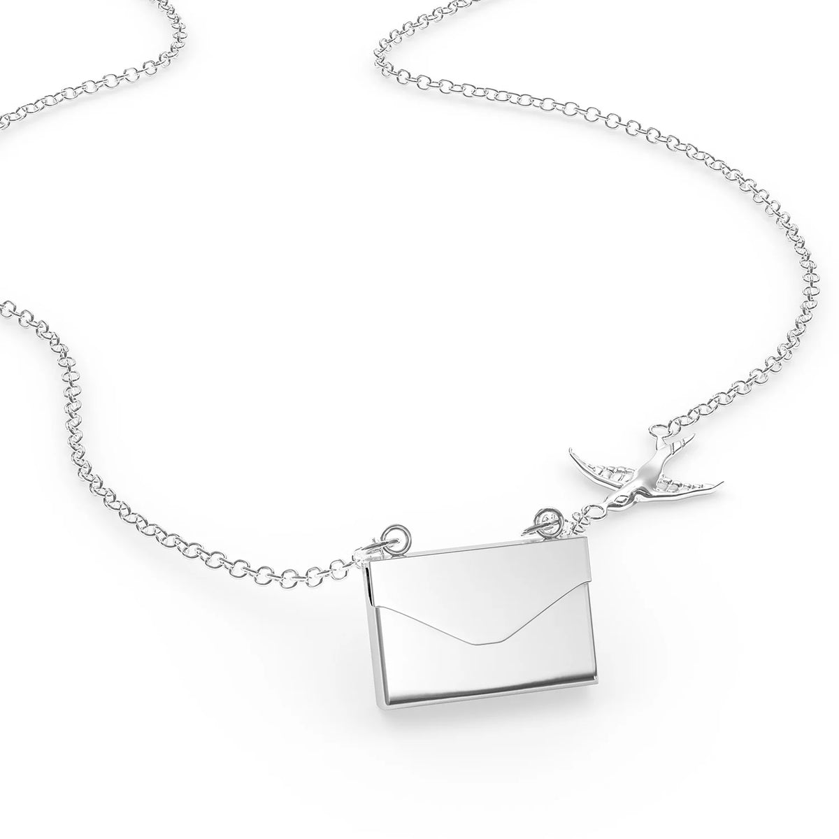 Silver Envelope Locket Necklace D1672