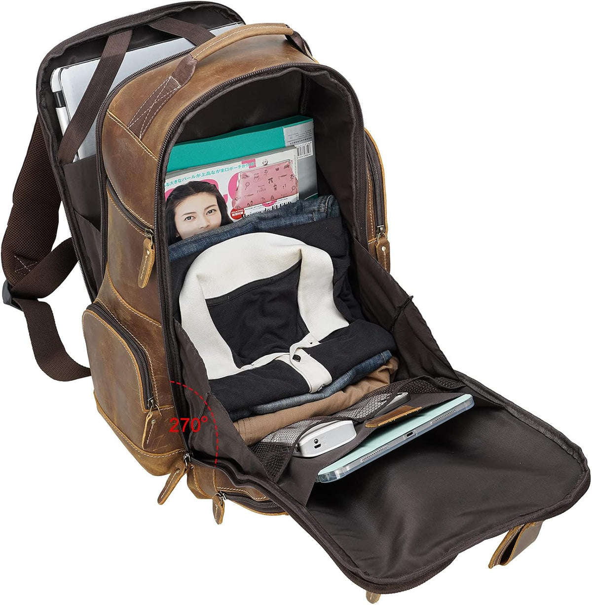 Full Grain Leather 15.6 Laptop Backpack S434358