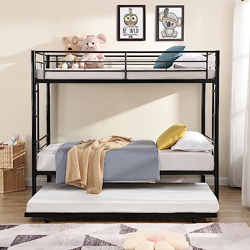 Twin Over Twin Metal Bunk Bed with Trundle L324892
