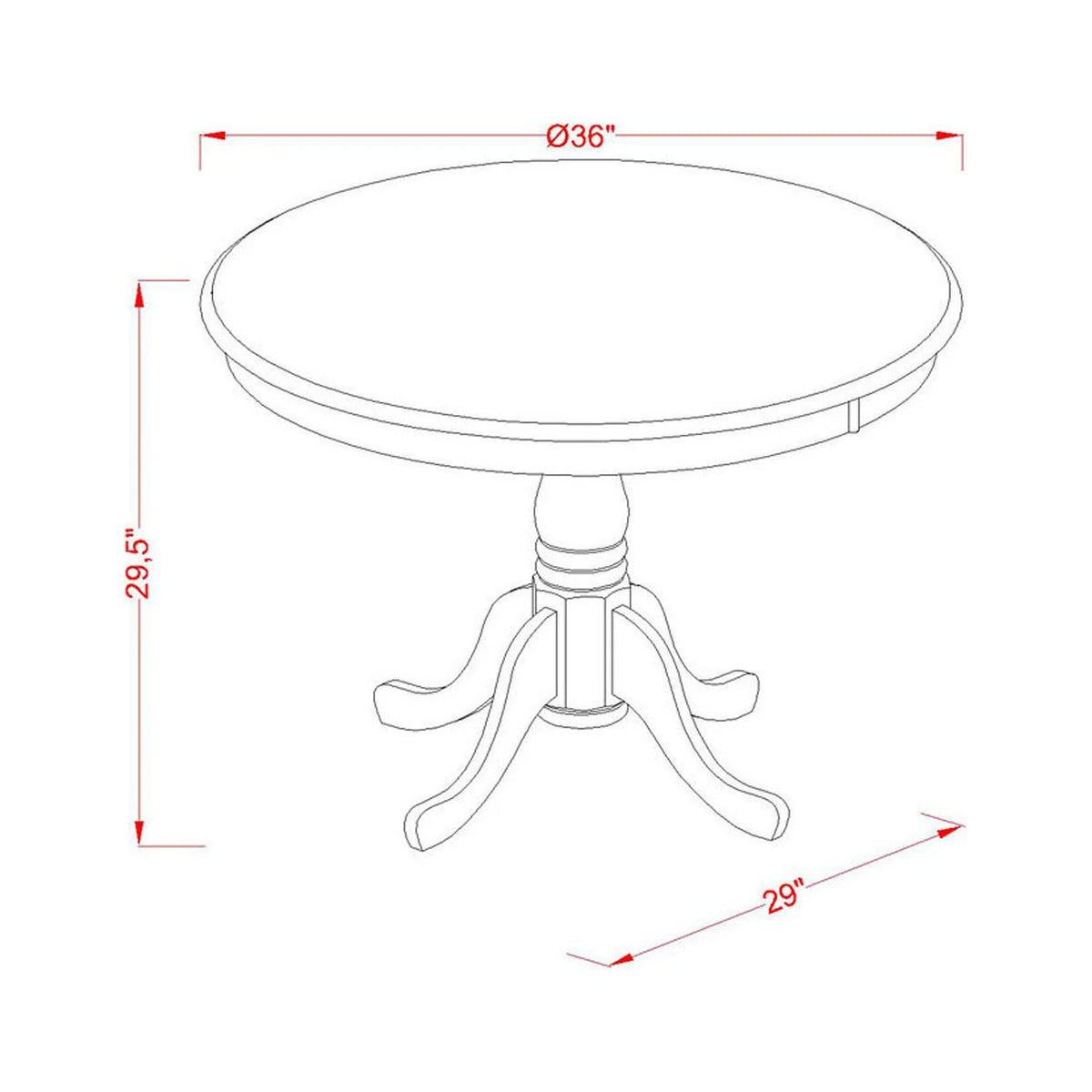 36 Inch Pedestal Round Dining Table D585878