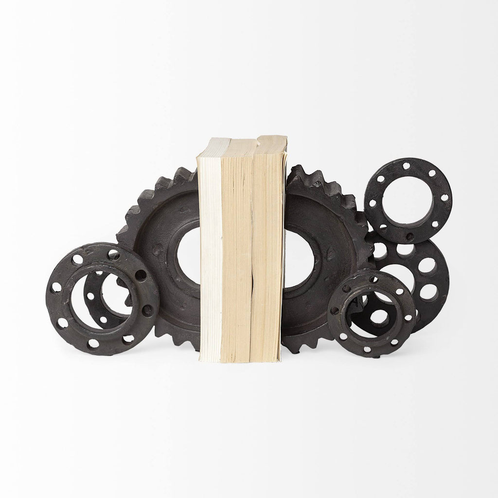 Black Matte Industrial Resin Bookend K17336