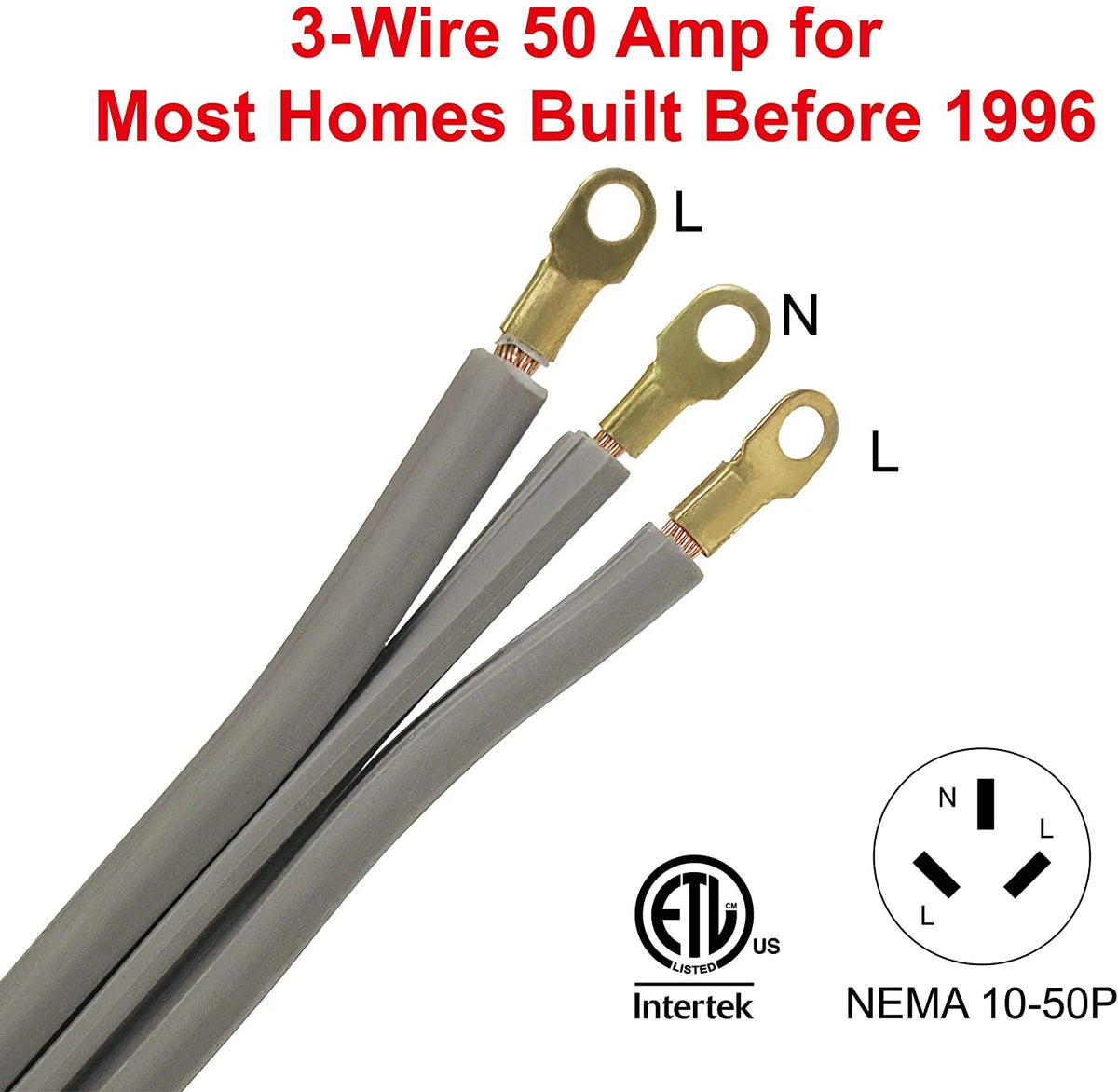 6 ft 3-Wire 50 Amp Gray Dryer Cord P92132