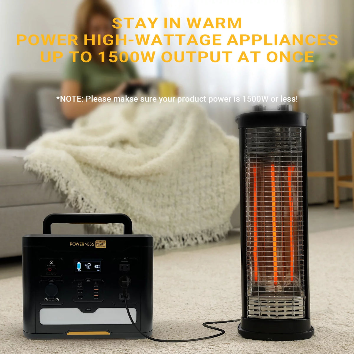 Portable Power Station 1536Wh LiFePO4 with 1500W AC Outlets P47807