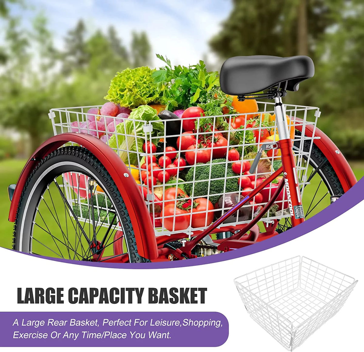 20/24/26 inch Adult Tricycle 3 Wheel Bike with Cargo Basket V807928