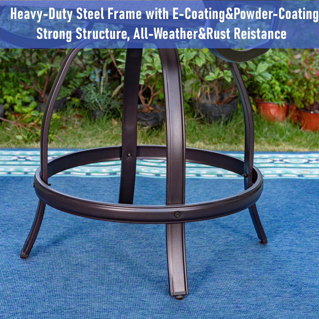 5-Piece Outdoor Bar Stool Set with Rectangle Counter Height Table & Patio Swivel Bar Chairs, Black & Brown A35751