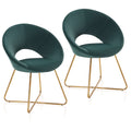 Set of 2 Velvet Accent Chair with Golden Metal Base H77419