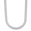 Rhodium Plated Flat Herringbone Chain Necklace, 24 inches D409