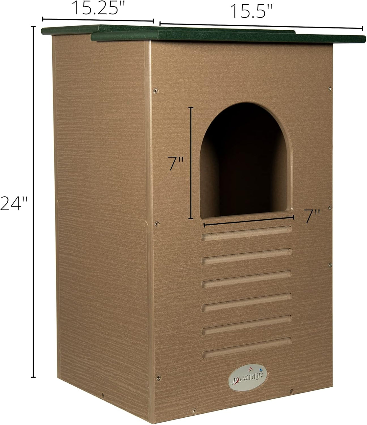 Recycled Poly Lumber Barred Owl Nesting Box with Mounting Hardware and Pine Shavings F41934