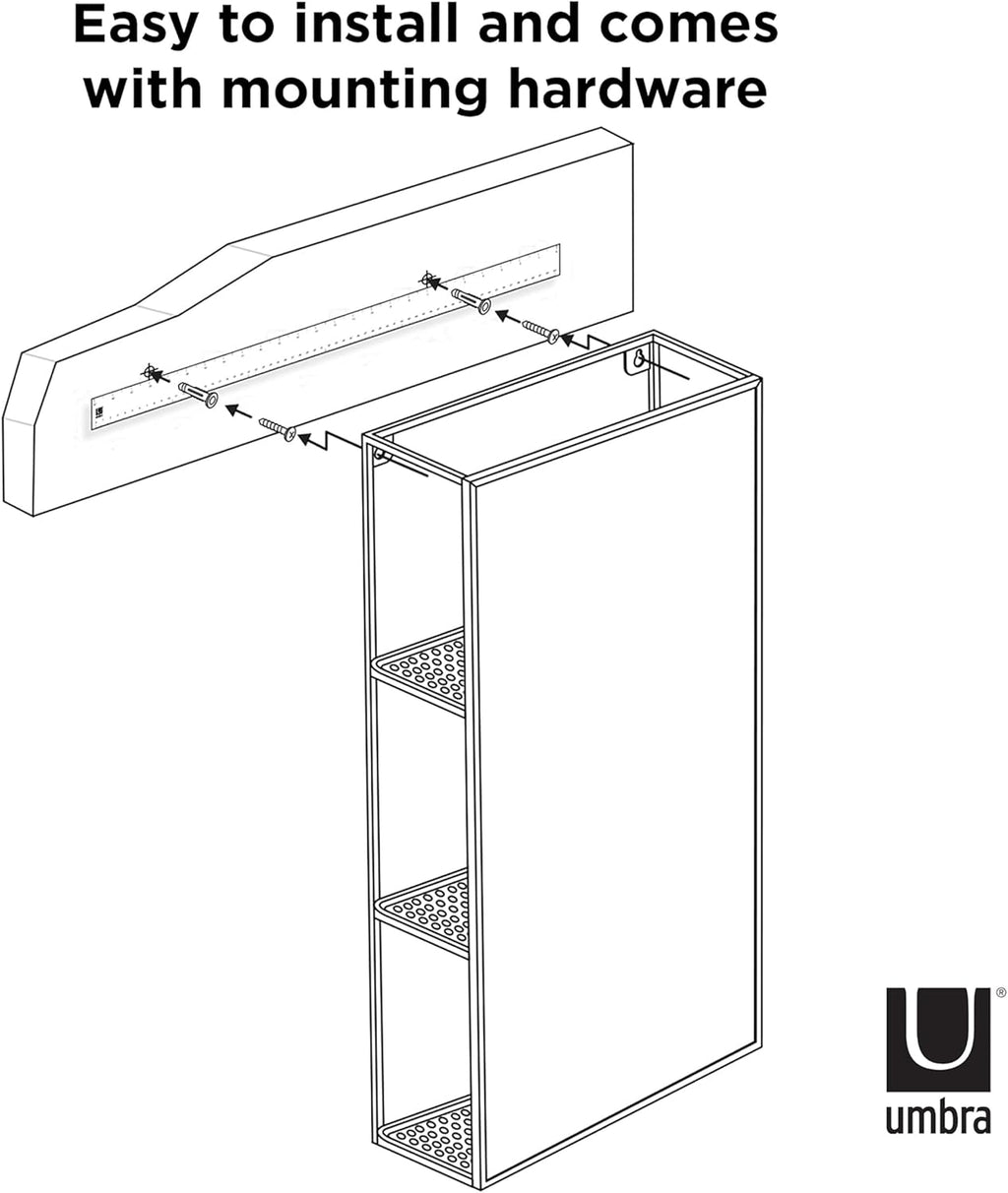 Black Metal Bathroom Mirror Storage Cabinet with 3 Shelves K63926