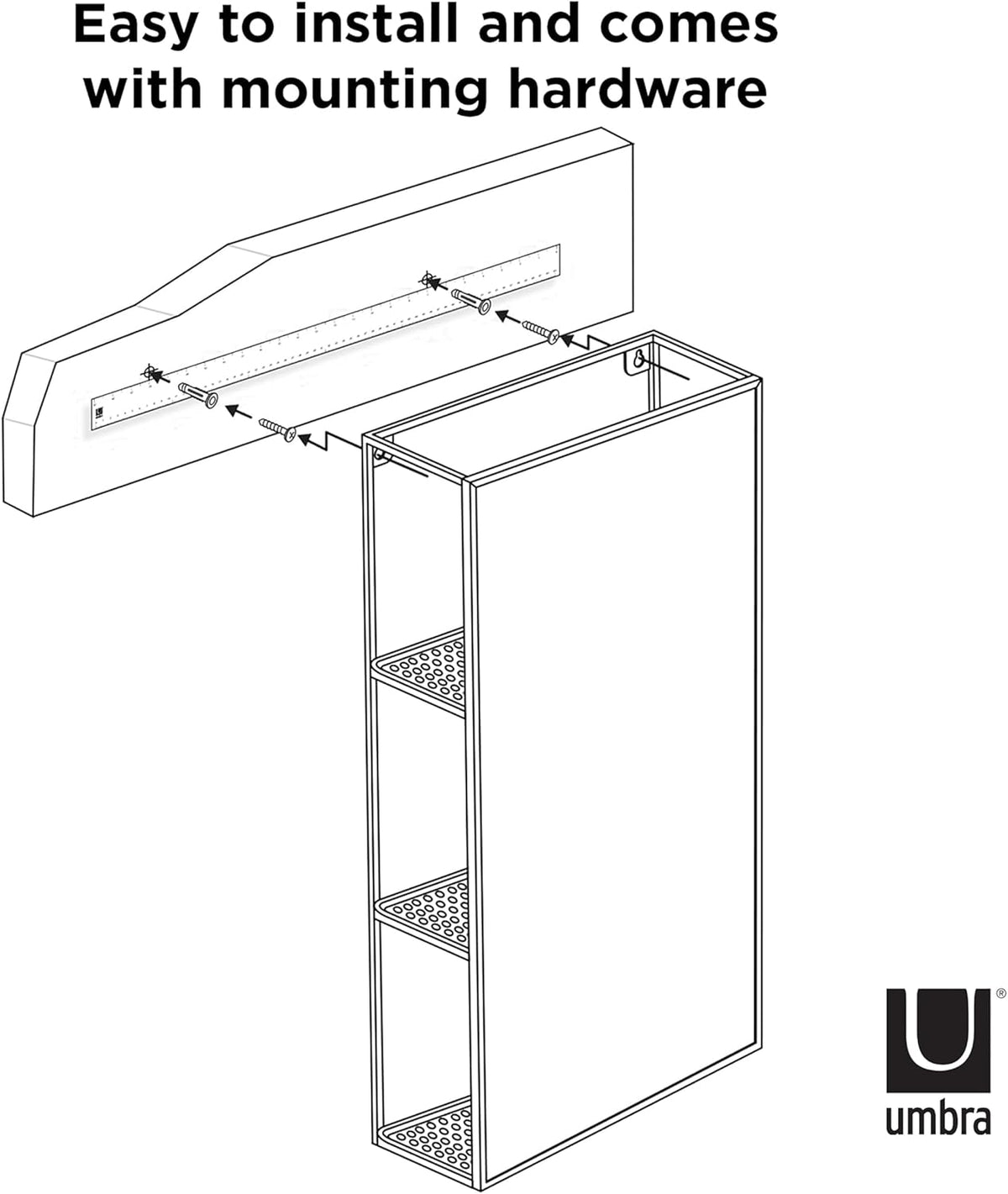 Black Metal Bathroom Mirror Storage Cabinet with 3 Shelves K63926