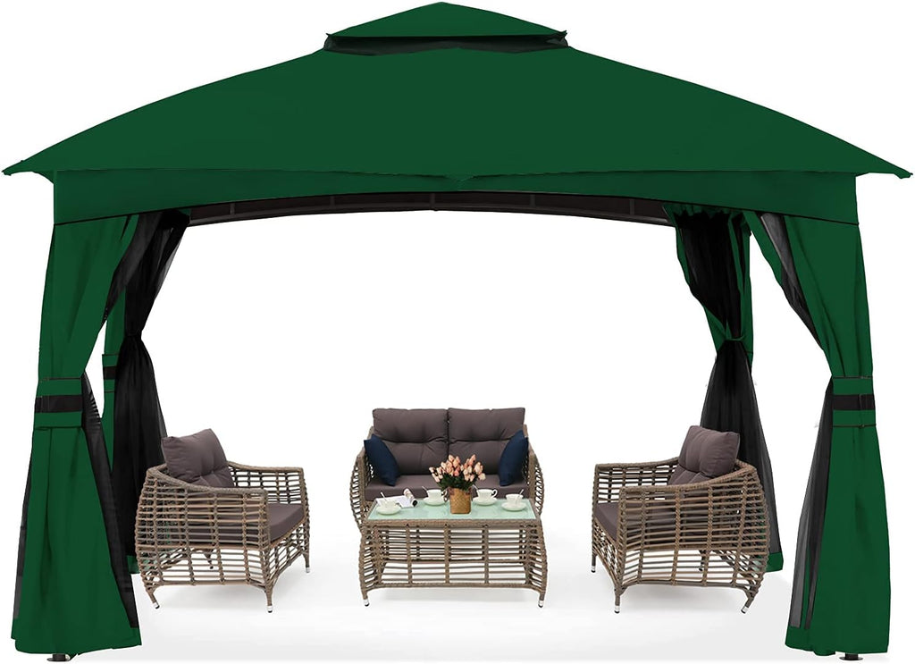 10x10 Outdoor Gazebo with Netting and Pole Coverings X278