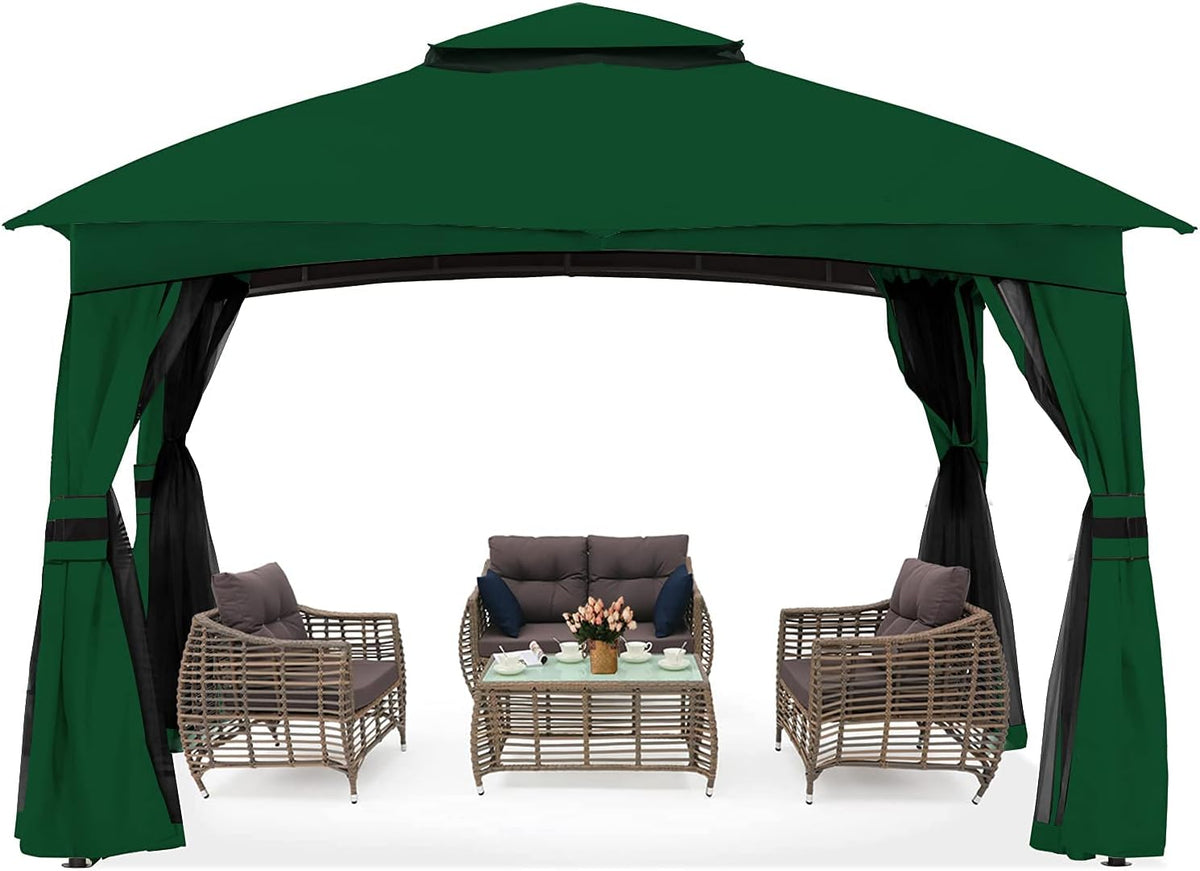 10x10 Outdoor Gazebo with Netting and Pole Coverings X278