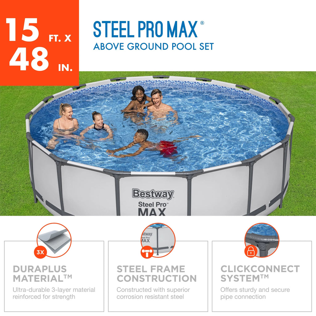 15' x 48 Round Above Ground Swimming Pool Set W499549