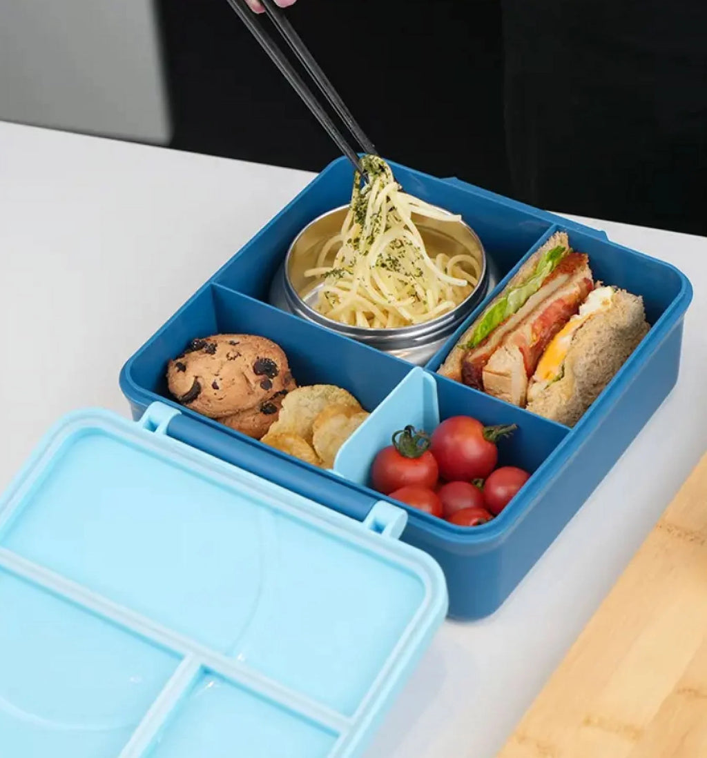 Blue Leak Proof Bento Box with Thermos Food Jar U1167