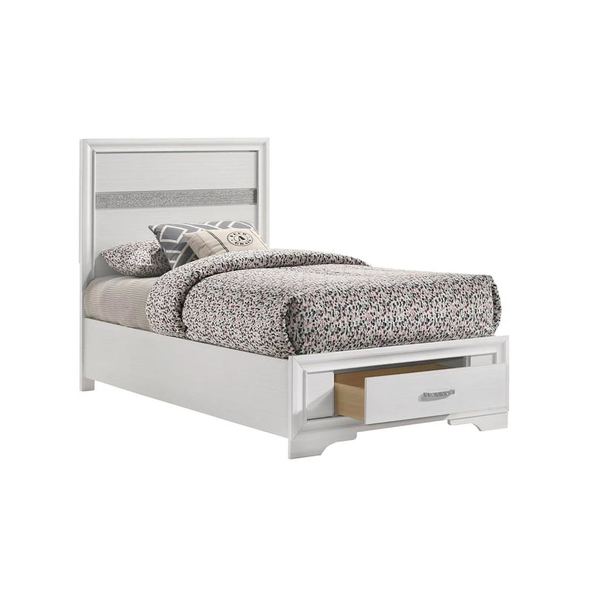 White 4-piece Twin Storage Wood Bedroom Set R922