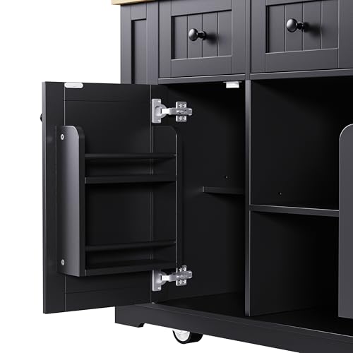 53" Kitchen Cart Island on Wheels with Power Outlet L824