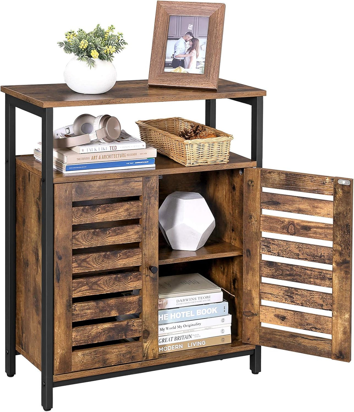 Rustic Brown Standing Cabinet with Shelf R795
