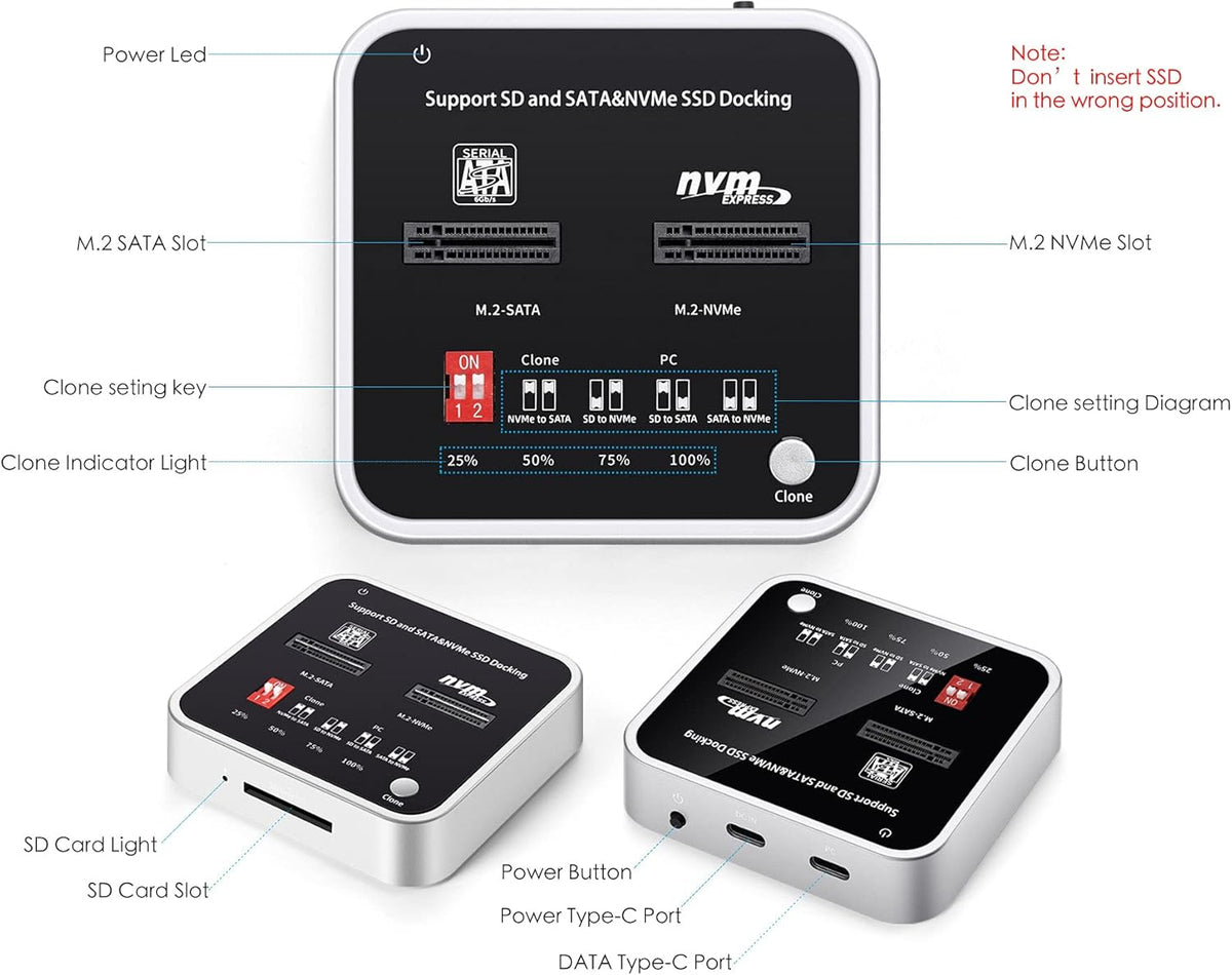 M.2 NVME/SATA SSD Docking Station A1070