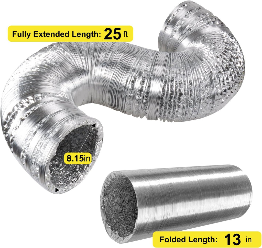8 Inch 750 CFM Inline Fan Carbon Filter 25 Feet Ducting Combo with Humidity Monitor O454