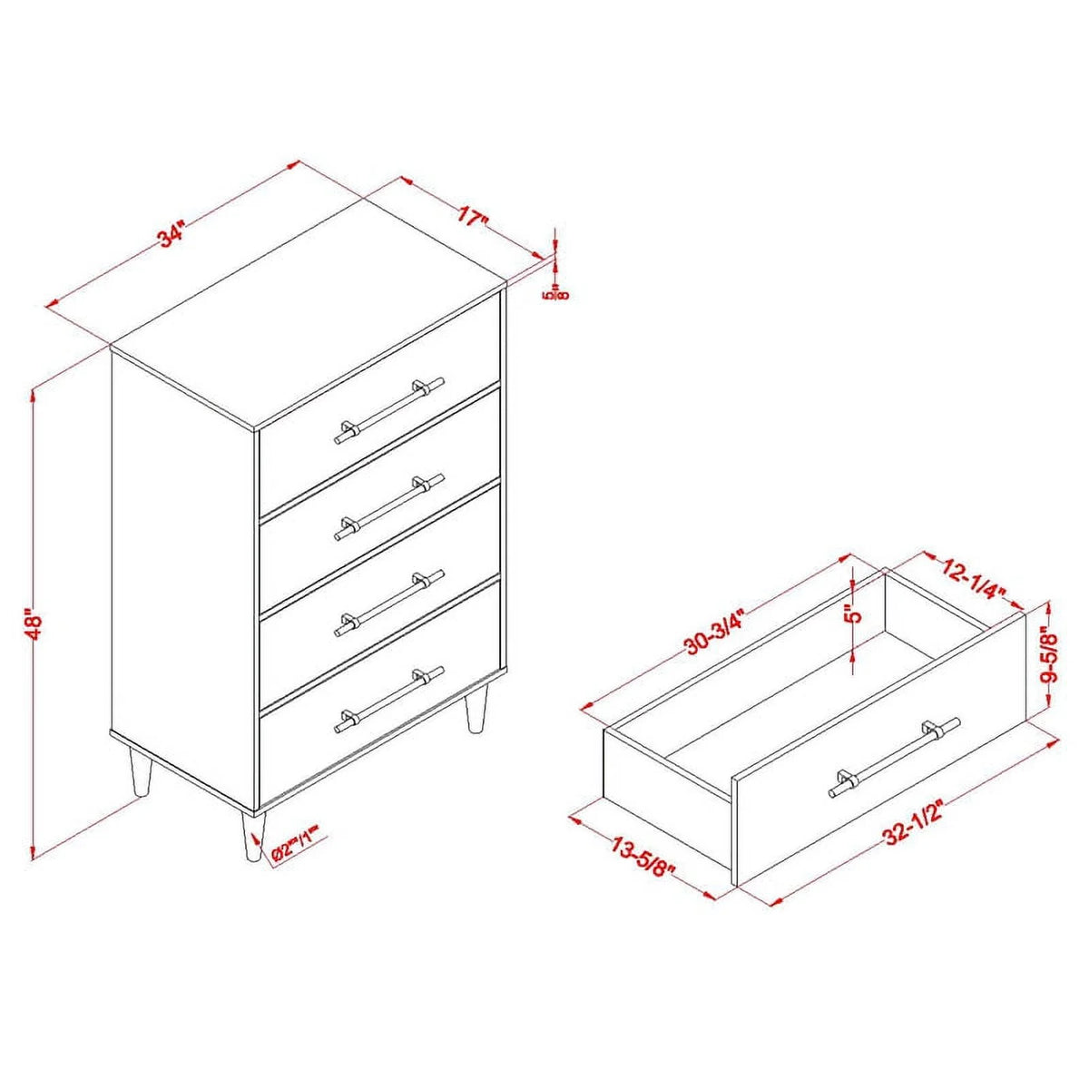 Farmhouse Wood 4-Drawer Chest U355