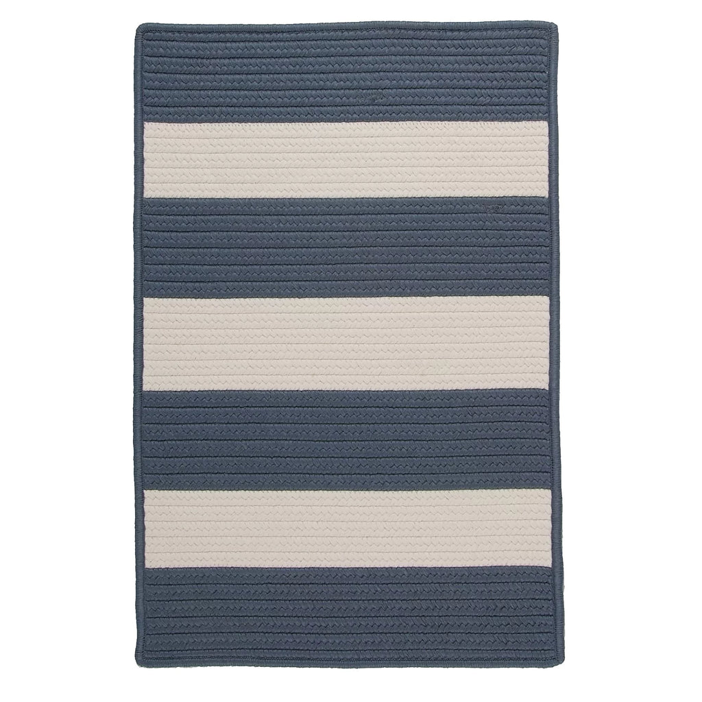 4' x 6' Steel Blue Striped Reversible Rectangular Outdoor Rug Y109678