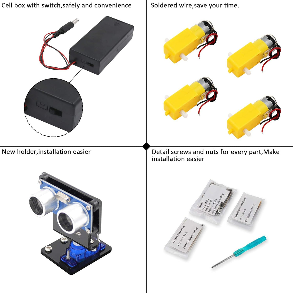 Smart Robot Car 2WD Chassis Kit with Ultrasonic Module DIY Kit M688220