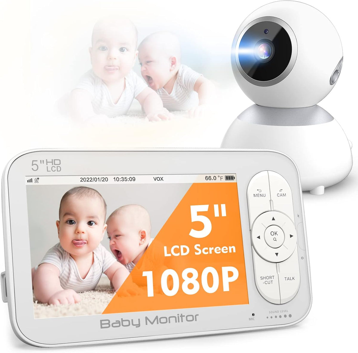 5" 1080P Video Baby Monitor with Camera and Audio, No WiFi, Night Vision L800709