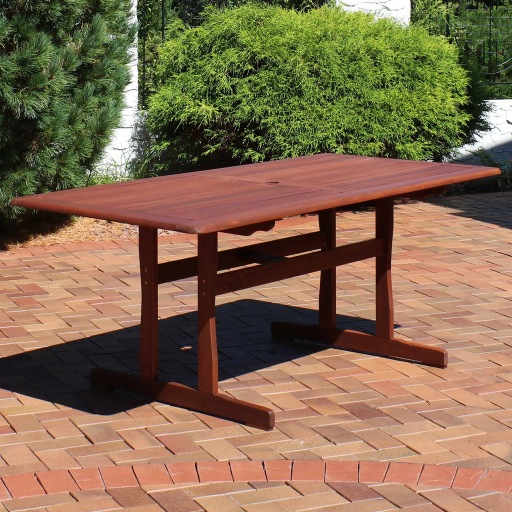 Brown Meranti Wood Rectangular Patio Dining Table A10857