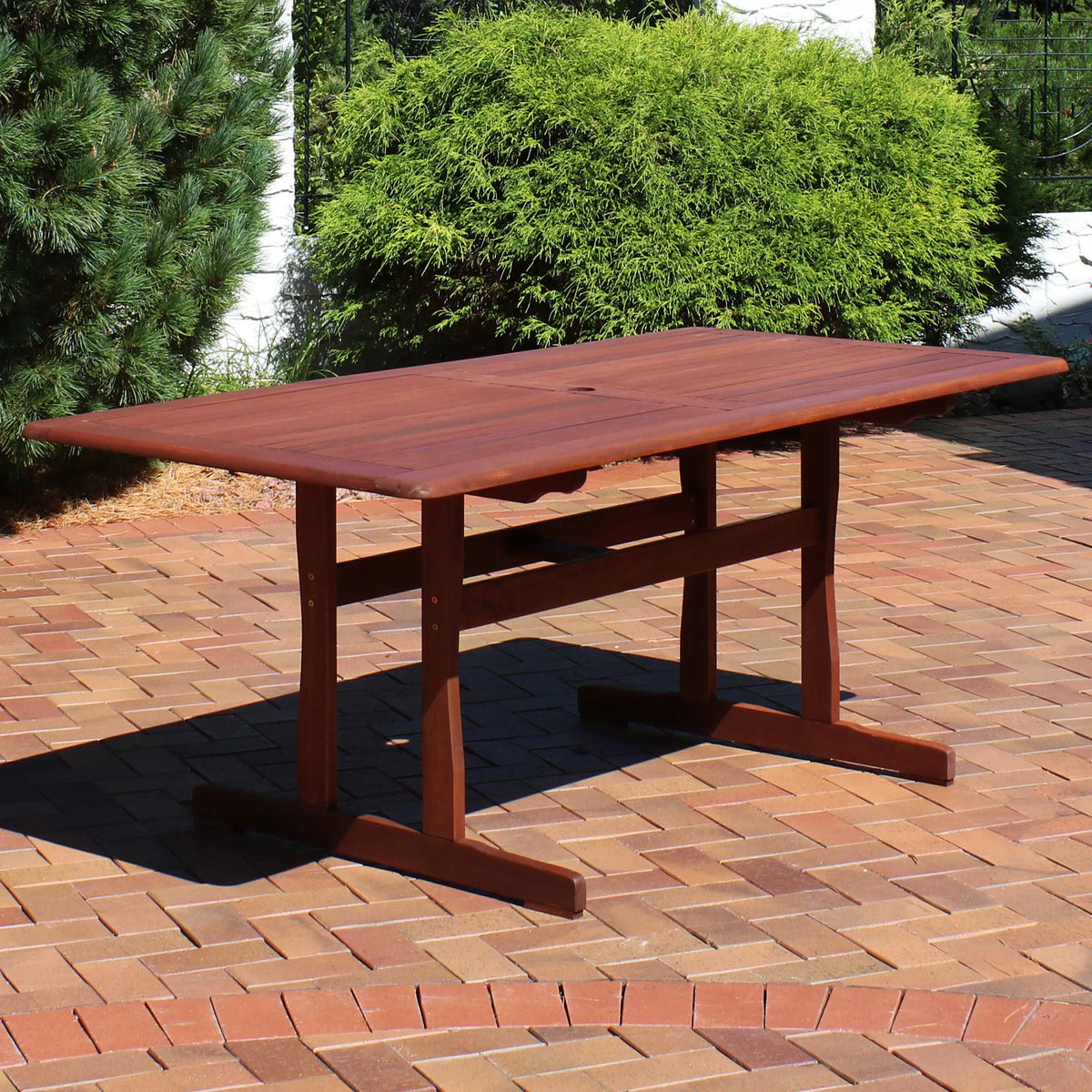 Brown Meranti Wood Rectangular Patio Dining Table A10857