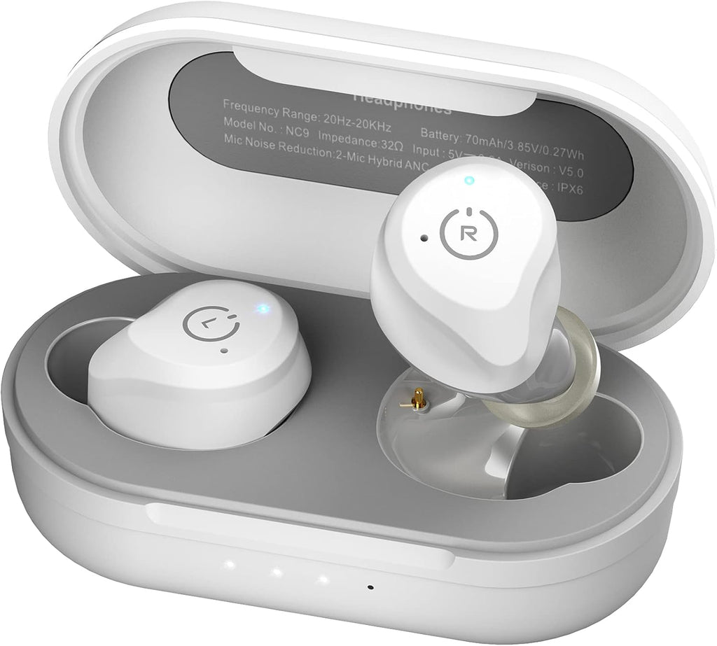Hybrid Active Noise Cancelling Wireless Earbuds, IPX6 Waterproof Bluetooth 5.0 Black W31964