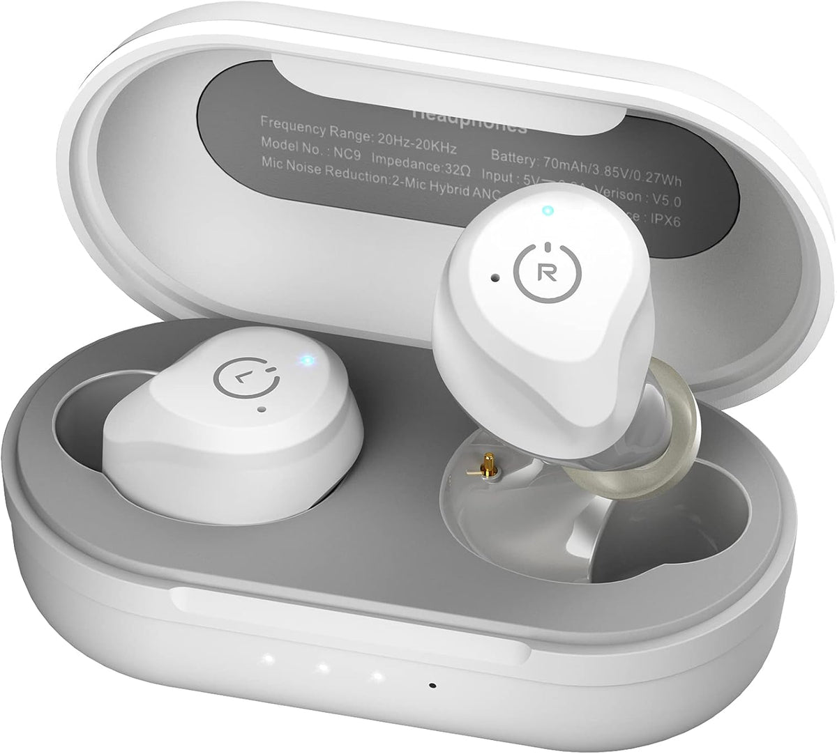 Hybrid Active Noise Cancelling Wireless Earbuds, IPX6 Waterproof Bluetooth 5.0 Black W31964