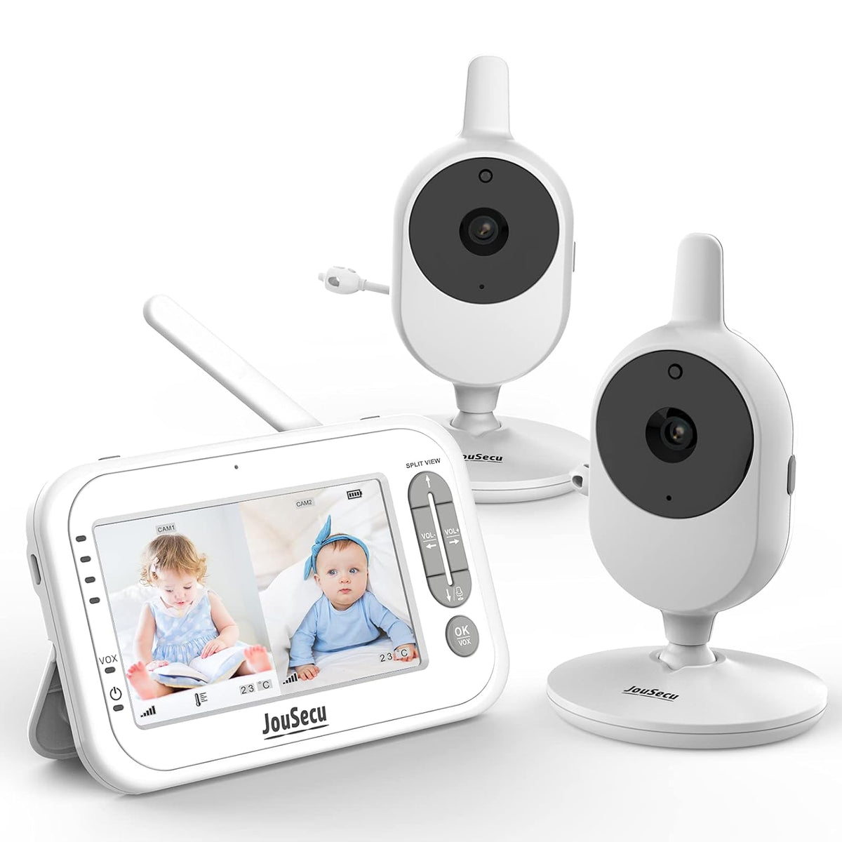 Baby Monitor with 2 Camera and Audio 4.3 Inches LCD Split Screen Q338