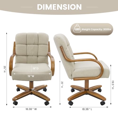 2 Set of Caster Swivel Tilt Dinning Chairs with Metal Frame S957618