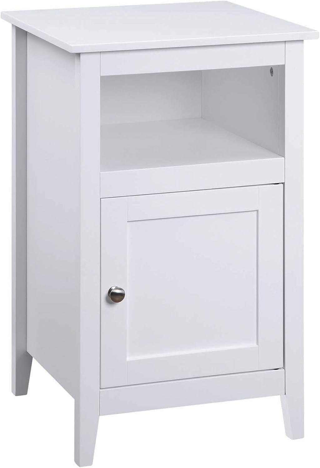 White Storage Cabinet End Table with Shelf H478