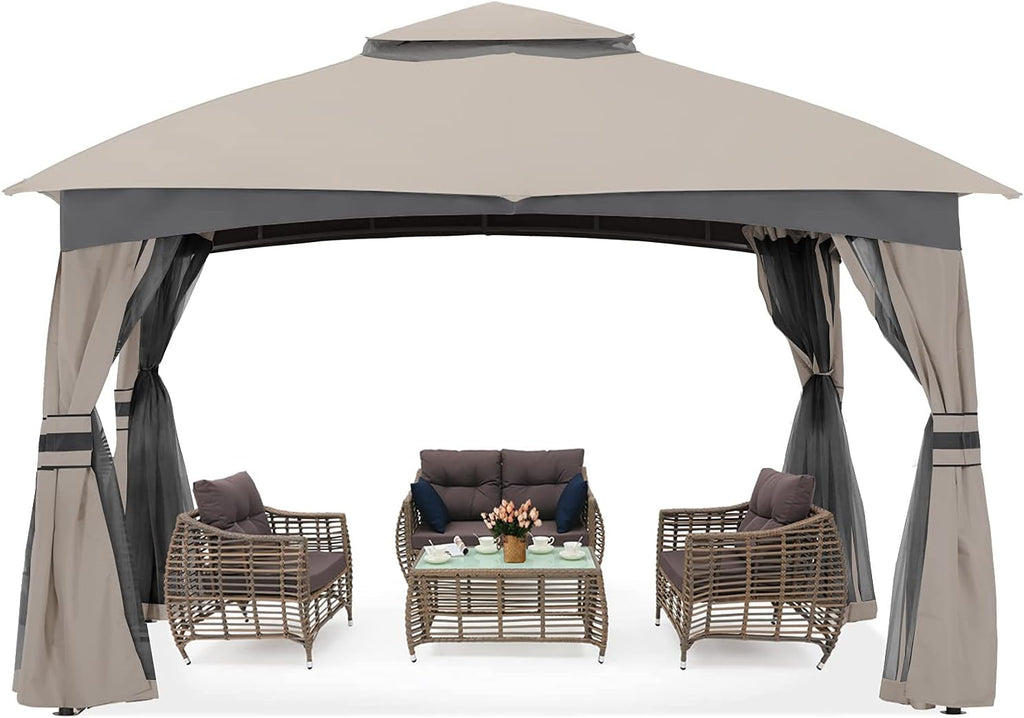 10x10 Outdoor Gazebo with Netting and Pole Coverings X278