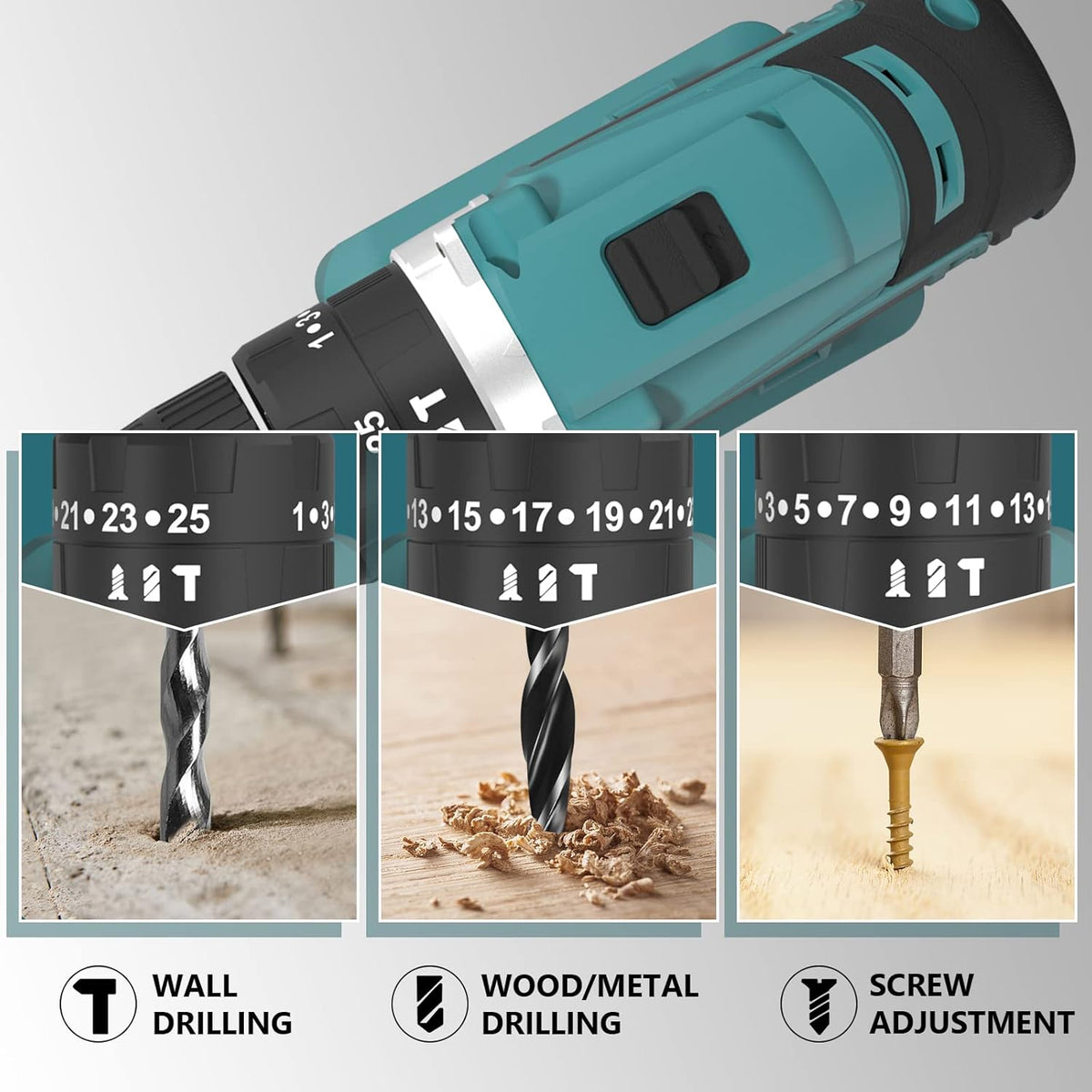 21V MAX Cordless Impact Drill with 24pcs Drill Bit Combo Set N1550