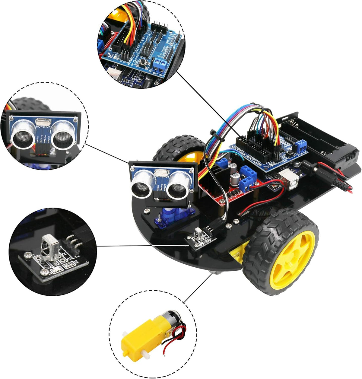 Smart Robot Car 2WD Chassis Kit with Ultrasonic Module DIY Kit M688220