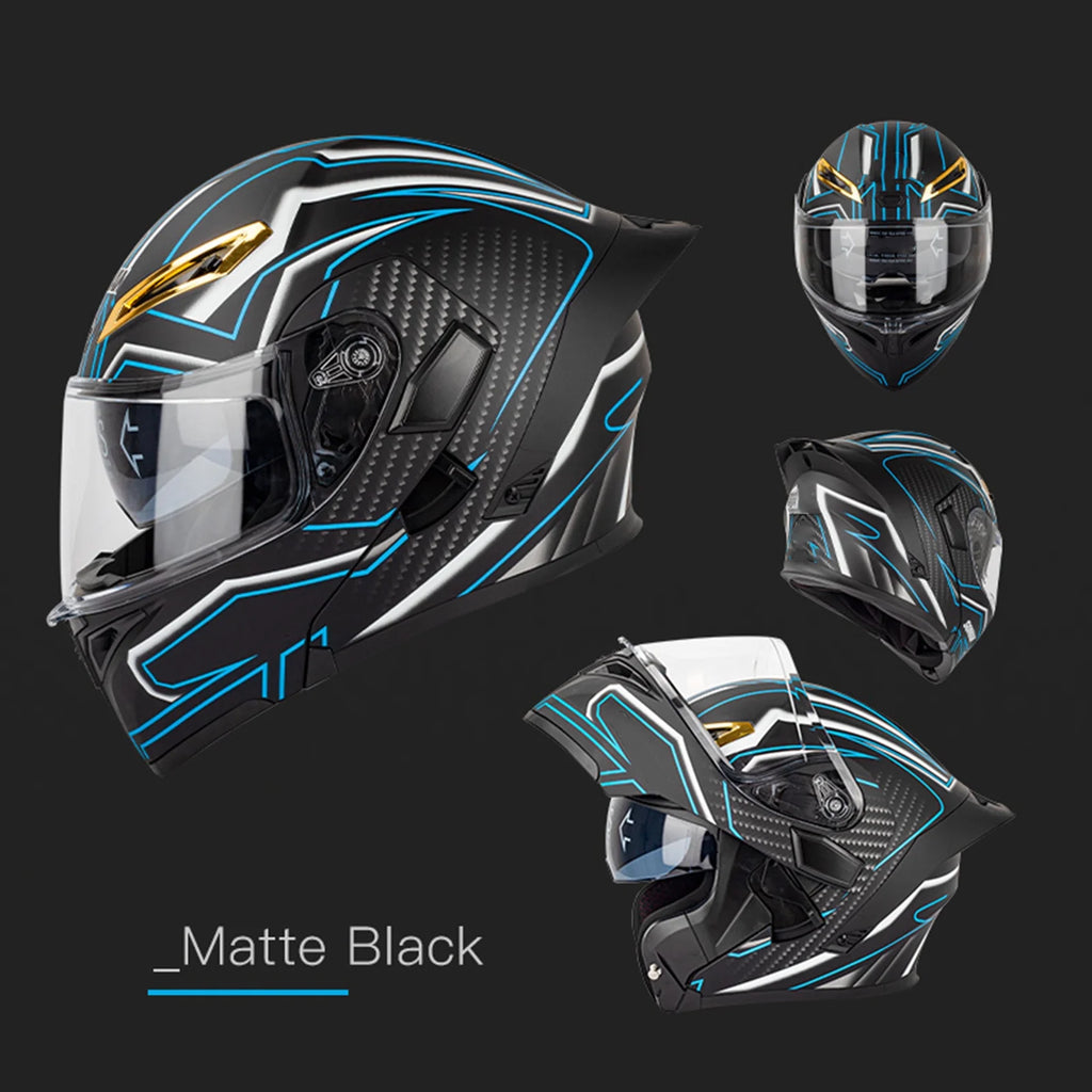 Dual Visor Flip Breathable Motorbike Helmet S624433