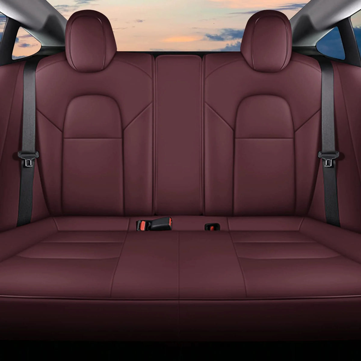 Red Faux Leather Seat Covers Full Set L355