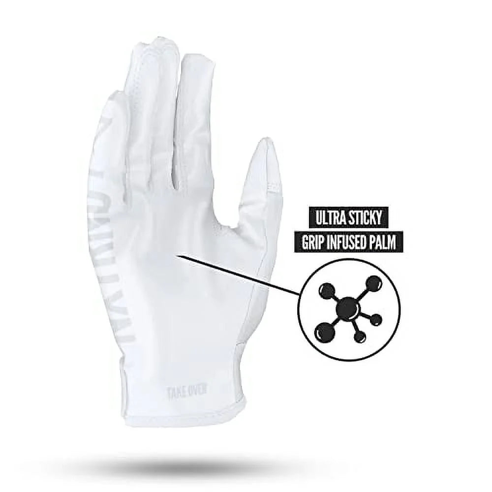 White Youth Large Sticky Receiver Football Gloves A614264