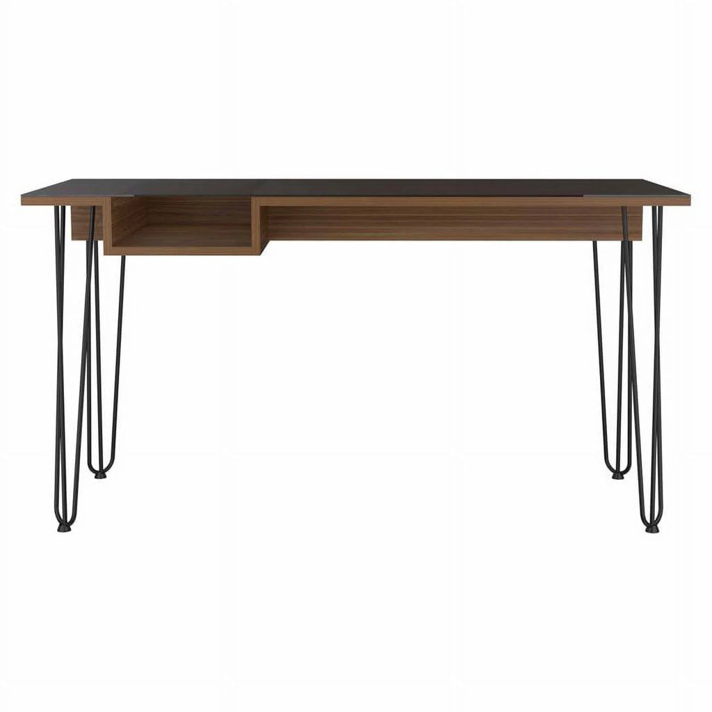 Modern Wood Desk with Steel Legs in Mahogany G4083