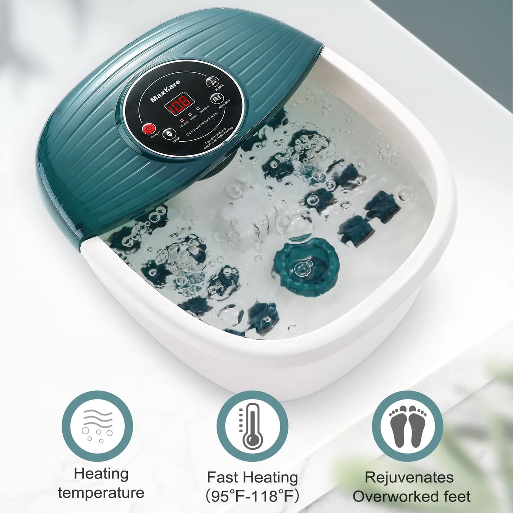 Foot Spa Bath Massager with Heat, Bubbles, Vibration, 16 Detachable Massage Rollers Y673