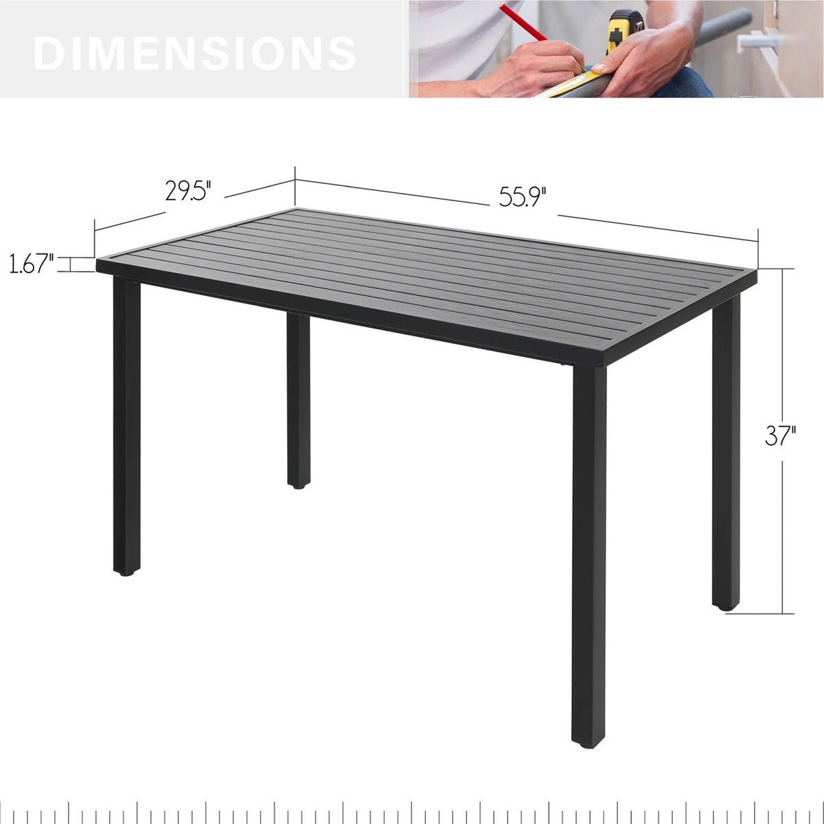 5-Piece Outdoor Bar Stool Set with Rectangle Counter Height Table & Patio Swivel Bar Chairs, Black & Brown A35751