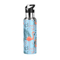 Tropical Leaves Flamingo Insulated Stainless Steel Water Bottle with Straw Lid 20 oz Q9177