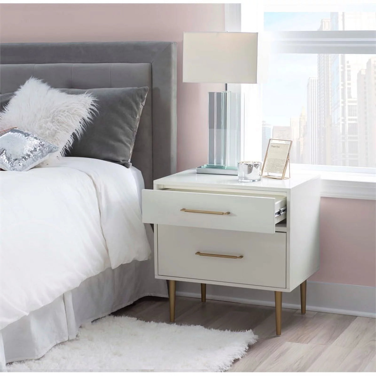 Wood Two Drawer Nightstand Set of 2 Z4633
