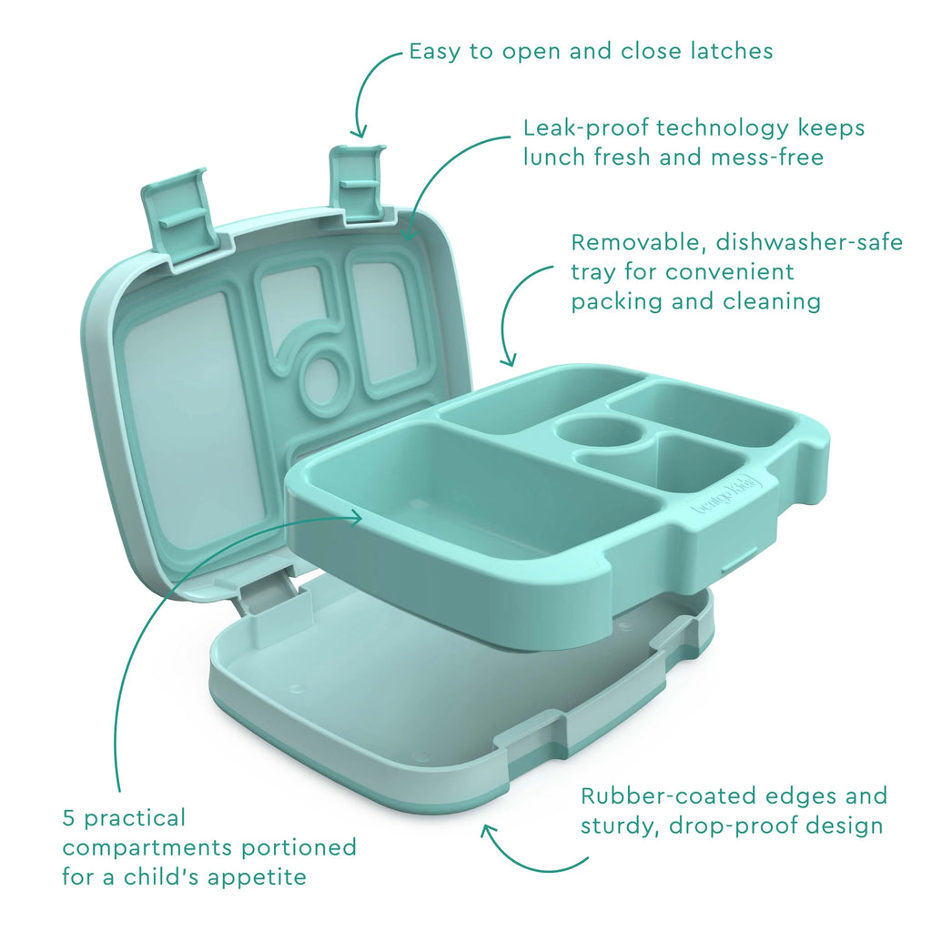 Leak-Proof 5-Compartment Bento-Style Kids Lunch Box, BPA-Free, Dishwasher Safe H64926